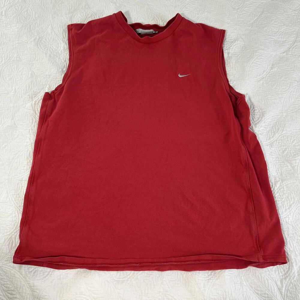 Vtg Y2K Nike T-Shirt Size Med Red Mini Swoosh Check Sleeveless USA Tank Top